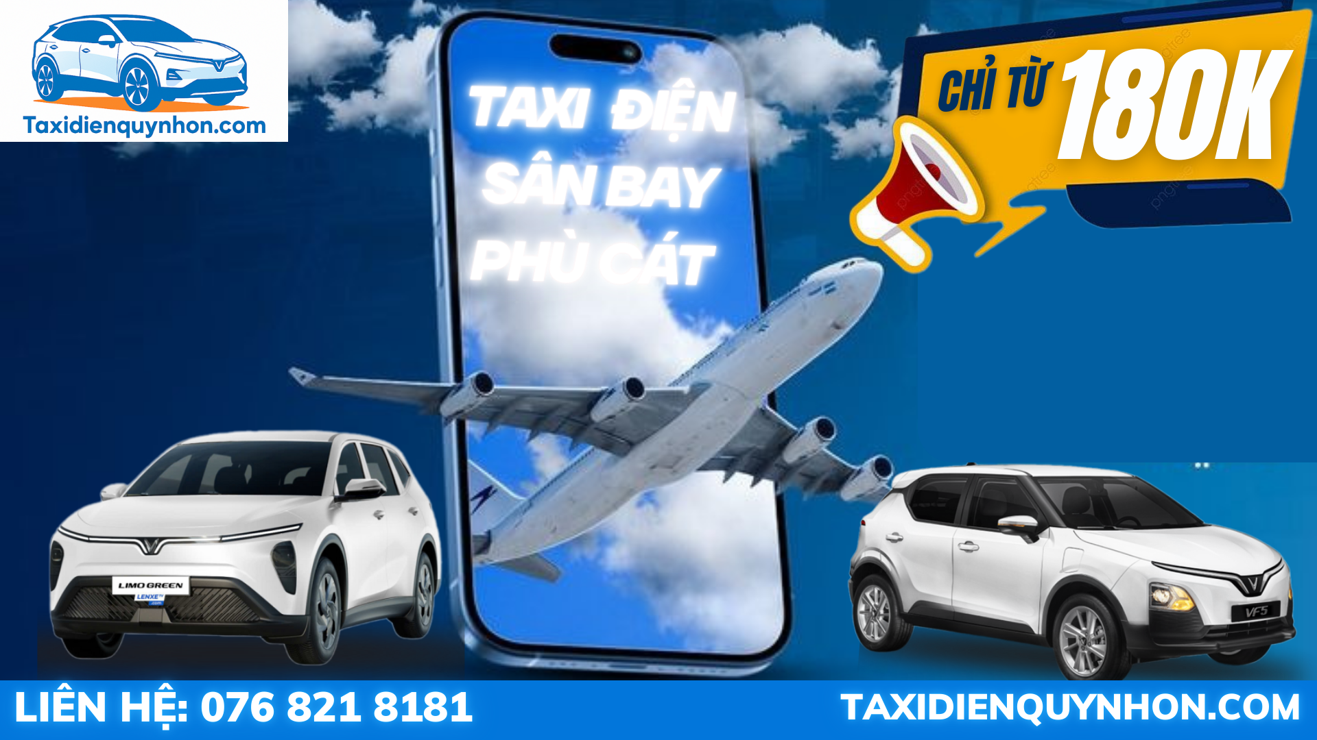Taxi điện sân bay Phù Cát 7 chỗ