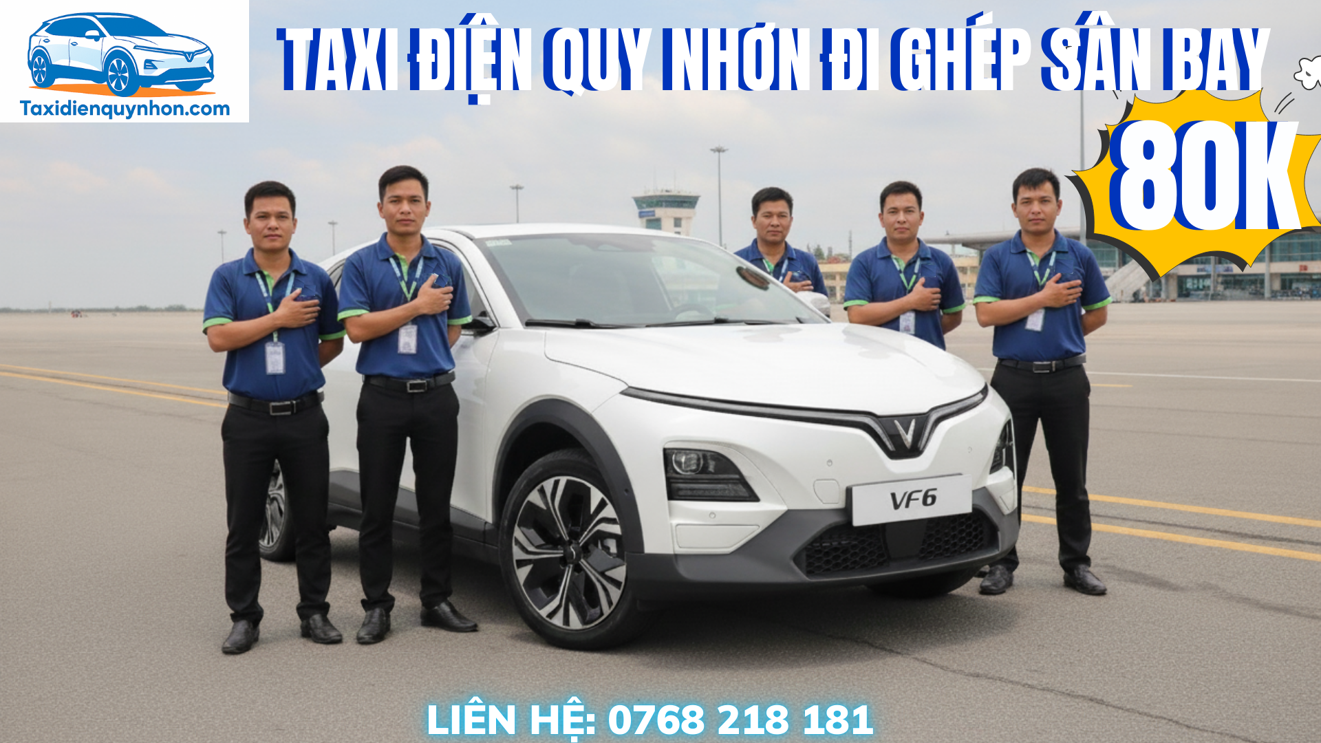 Taxi điện Quy Nhơn đưa đón hành khách sân bay Phù Cát rẻ nhất, giá chỉ từ 80K